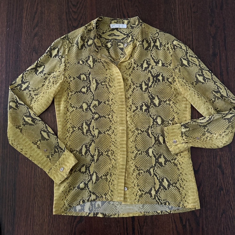 CHLOE yellow snakeskin print blouse 38